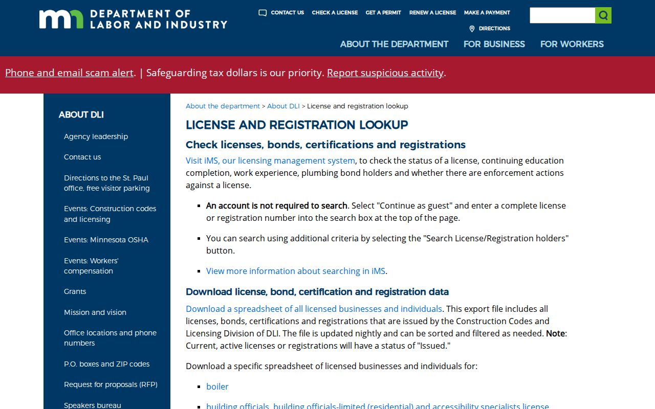 Northfield resident lookup DLI license search